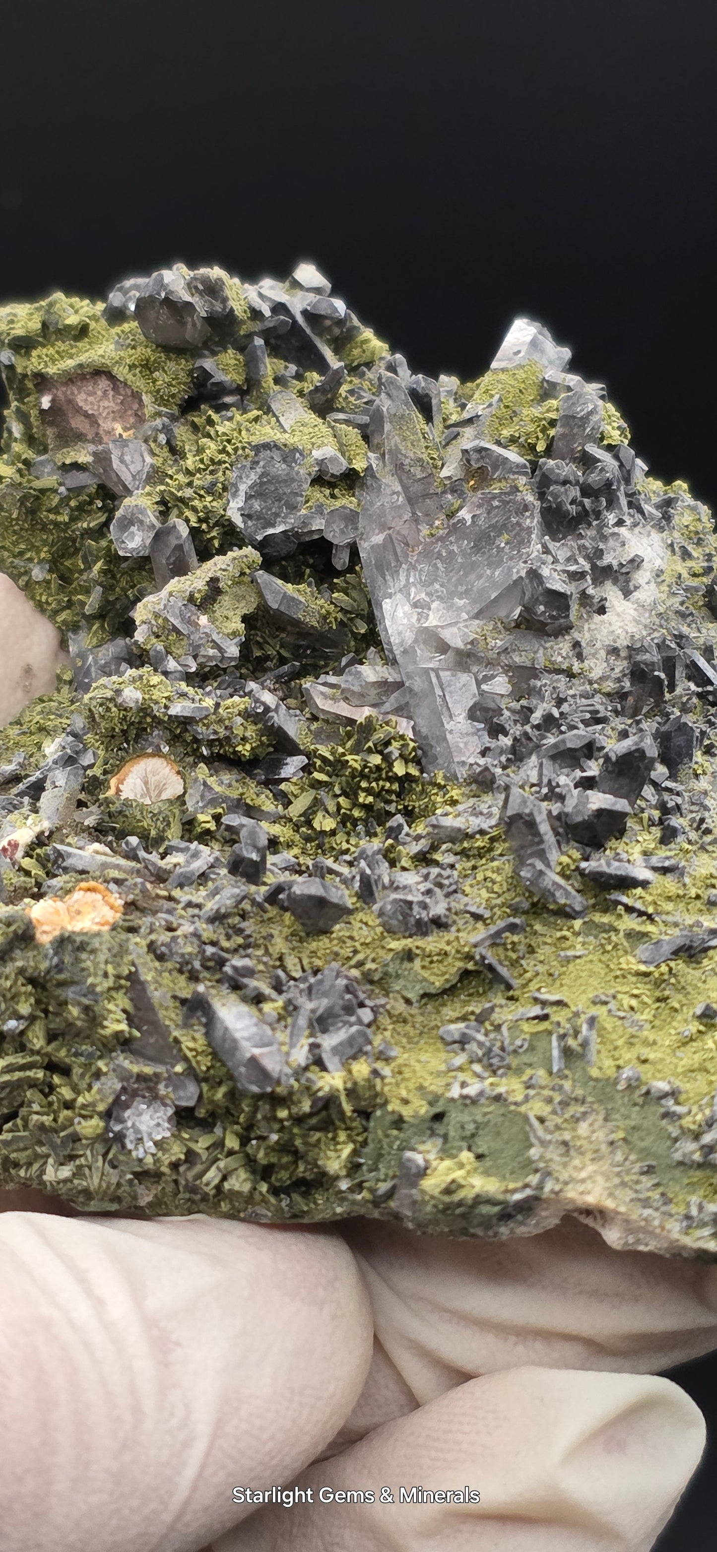 Epidote and Chlorite Included Brazilian Super Seven Quartz Matrix Forest!