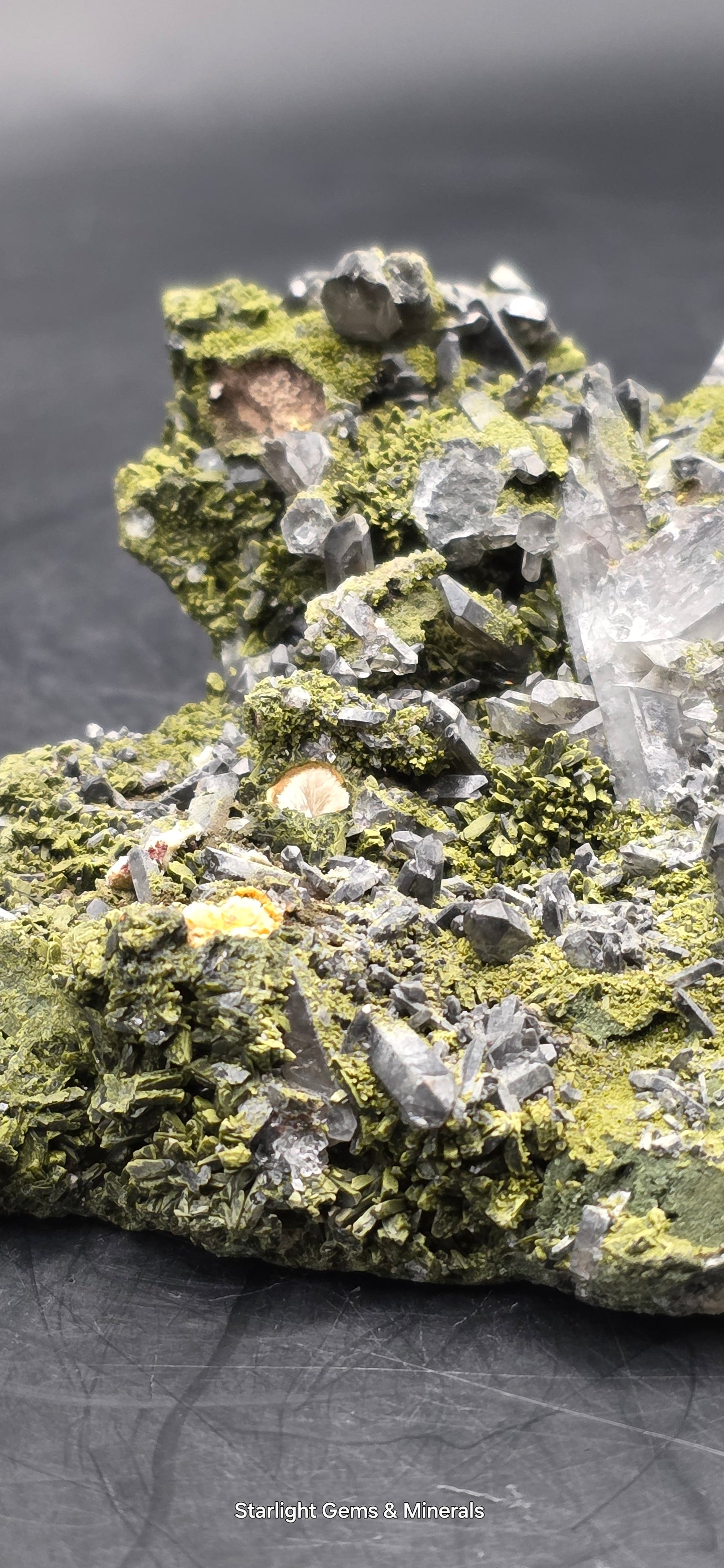 Epidote and Chlorite Included Brazilian Super Seven Quartz Matrix Forest!