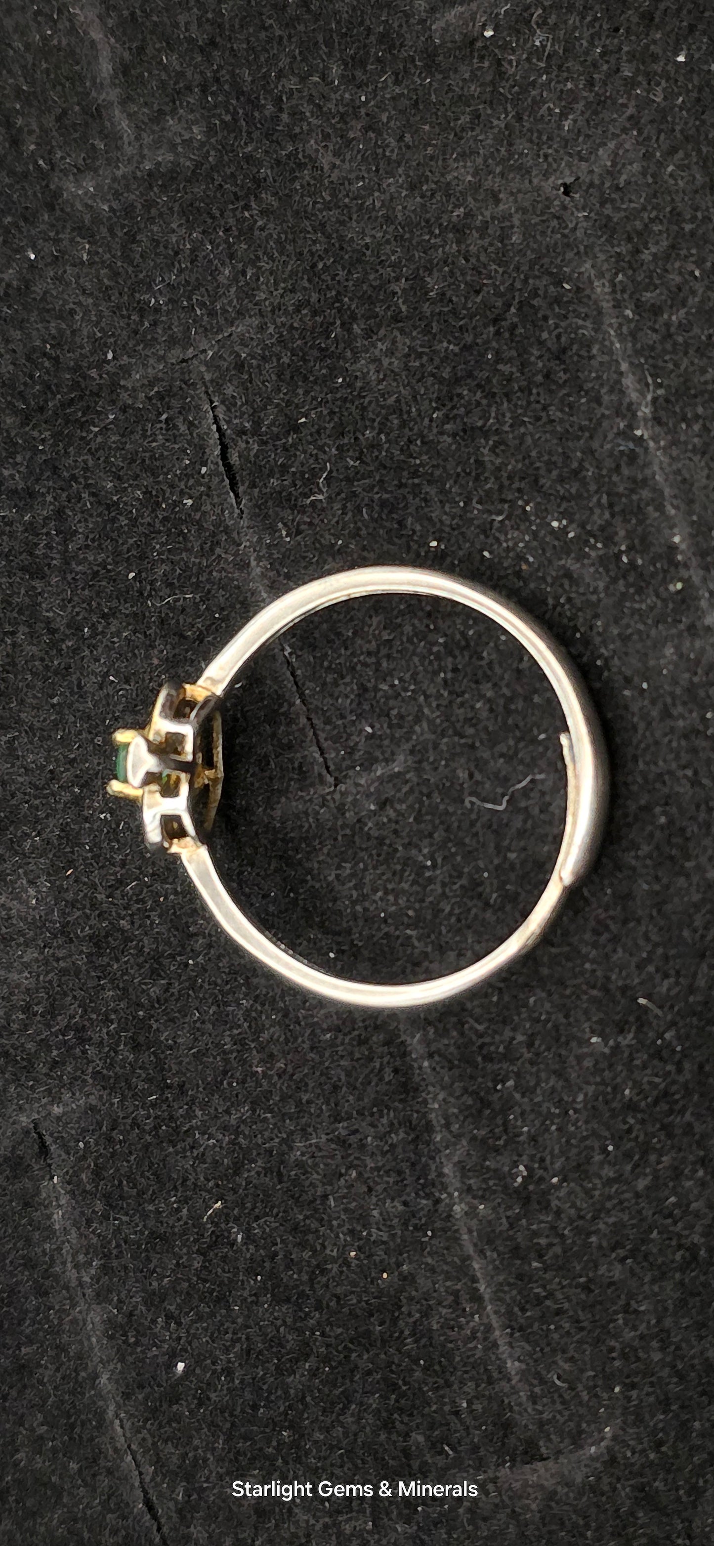 Adjustable S-925 Gold Plated Victorian Emerald Ace Ring!
